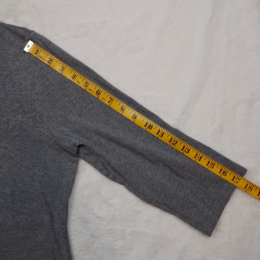 Style & Co. Gray Scoop Neck Rhinestone Neckline 3/4 Sleeve Cotton Top Size XL - Picture 6 of 9